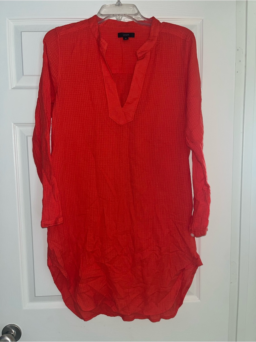 J. Crew Red V-Neck Long Sleeve Tunic